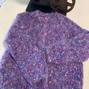 Purple Heathered Hand Made Girls Sweater